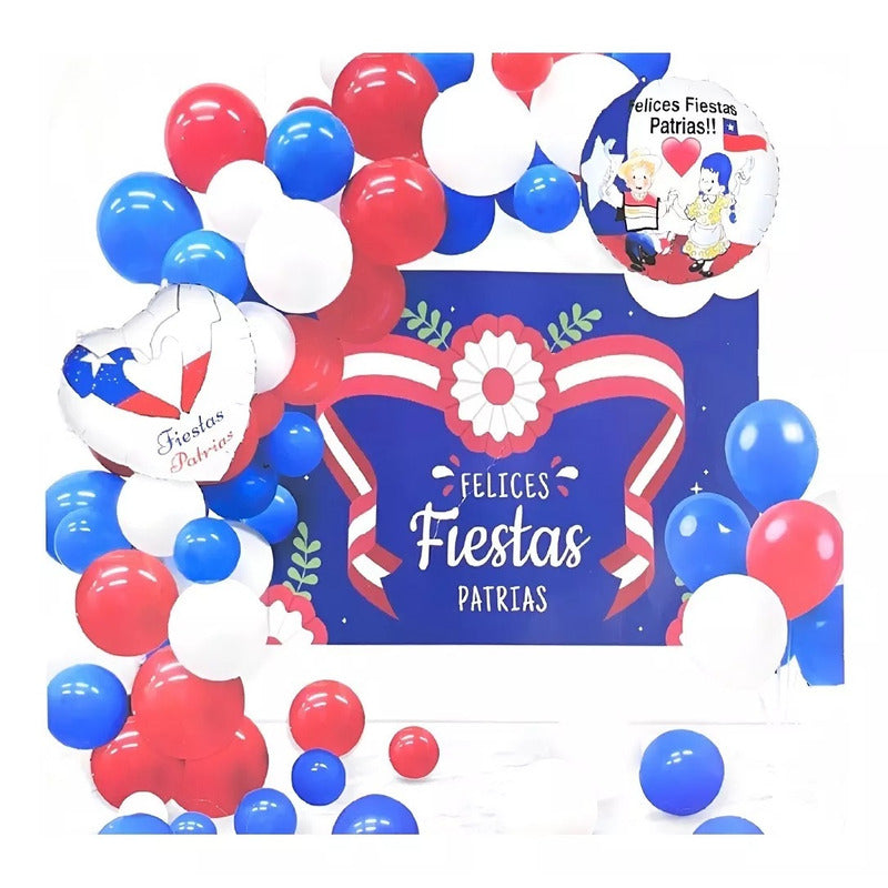 Set Decoracion Fiestas Patrias Globos Metalizados Arco Base Decoraciones  Chile Adornos Fechas Patrias Chilenas Qatarshop Globos Metalicos