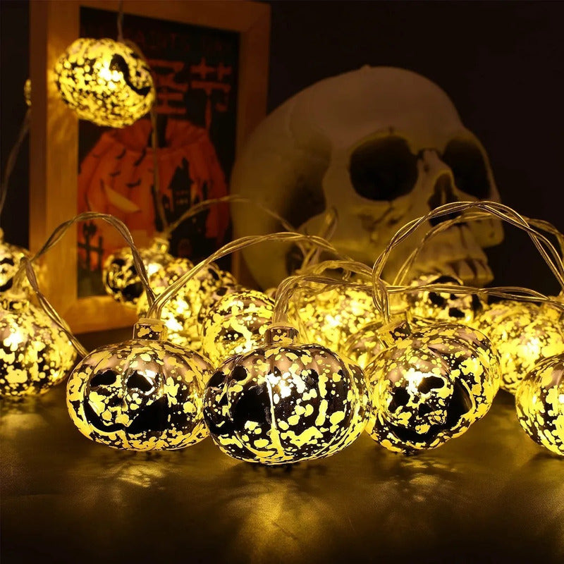 Pack X3 Calabazas De Halloween Luces 2m Luz Led Guirnalda