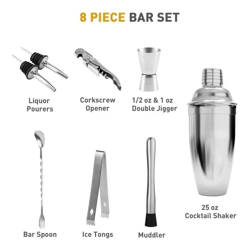 Set Cocteleria Barman Coctelera Profesional Utensilios Bar