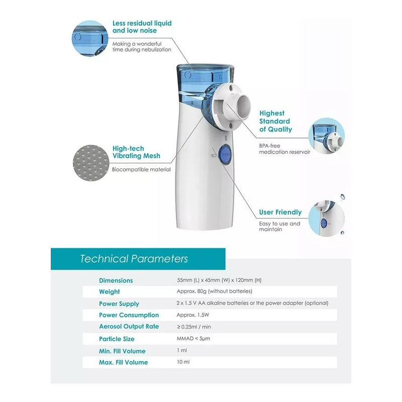 Nebulizador Portatil Nebulizador Asma Aerocamara Inhalador
