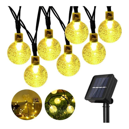 Guirnalda Luces Exterior Cascada Luces Solares Esferas 4m