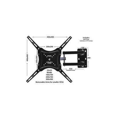 Soporte Tv Brazo Home Desing - 117b-2 14 A 55 Pulgadas Peso Max 50kg Color Negro