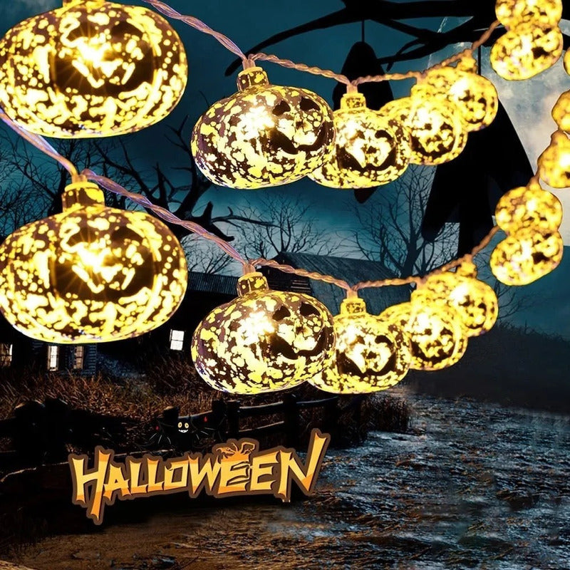 Pack X3 Calabazas De Halloween Luces 2m Luz Led Guirnalda