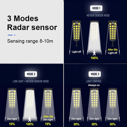 X3 Foco Led Exterior Con Sensor Movimiento Focos Solar 600w